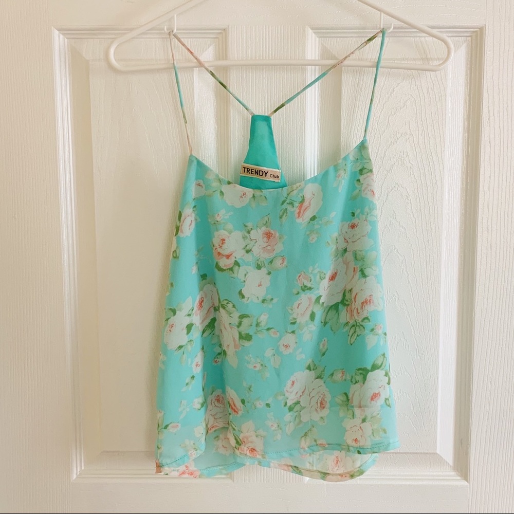 LAST CALL • NEW • Lovely Summer Floral Print Mint Cami Top